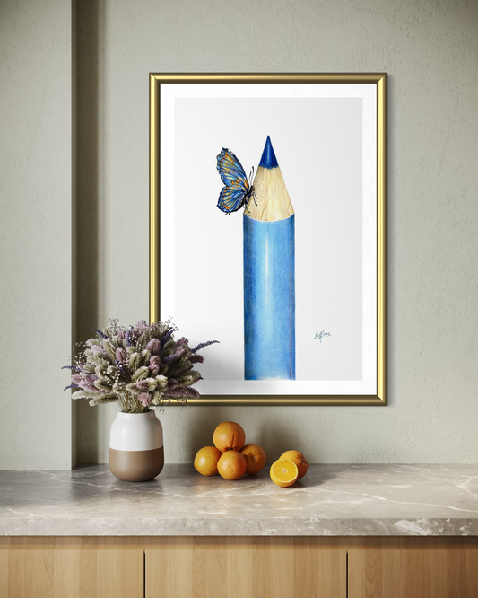 Blue Pencil with Butterfly