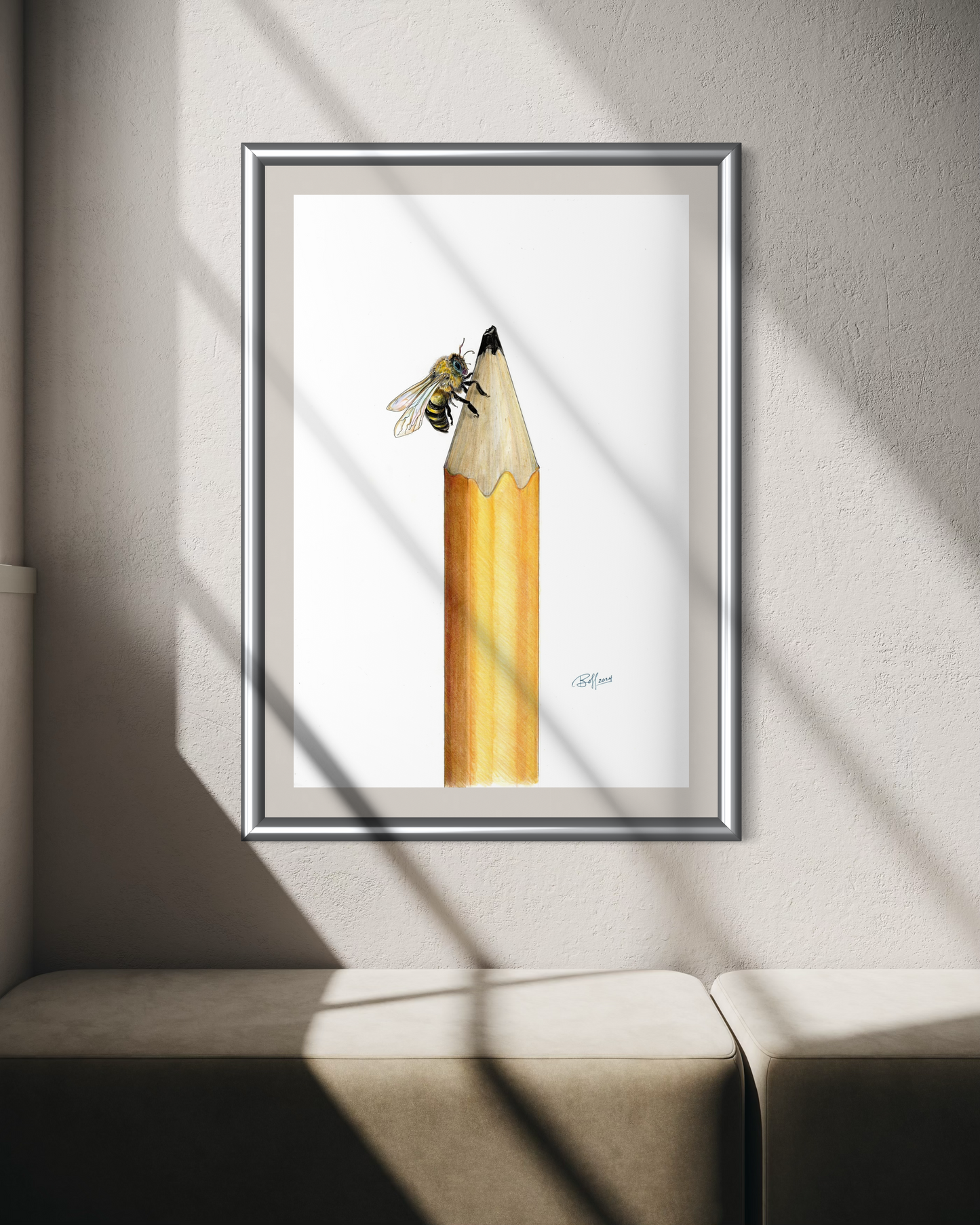 Yellow Pencil with Bumble Bee