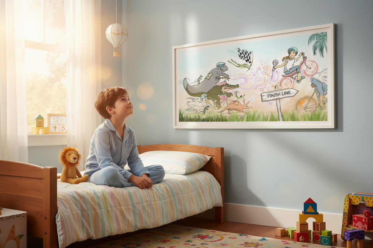 Imagining The Race - Wall Art in Child's Bedroom